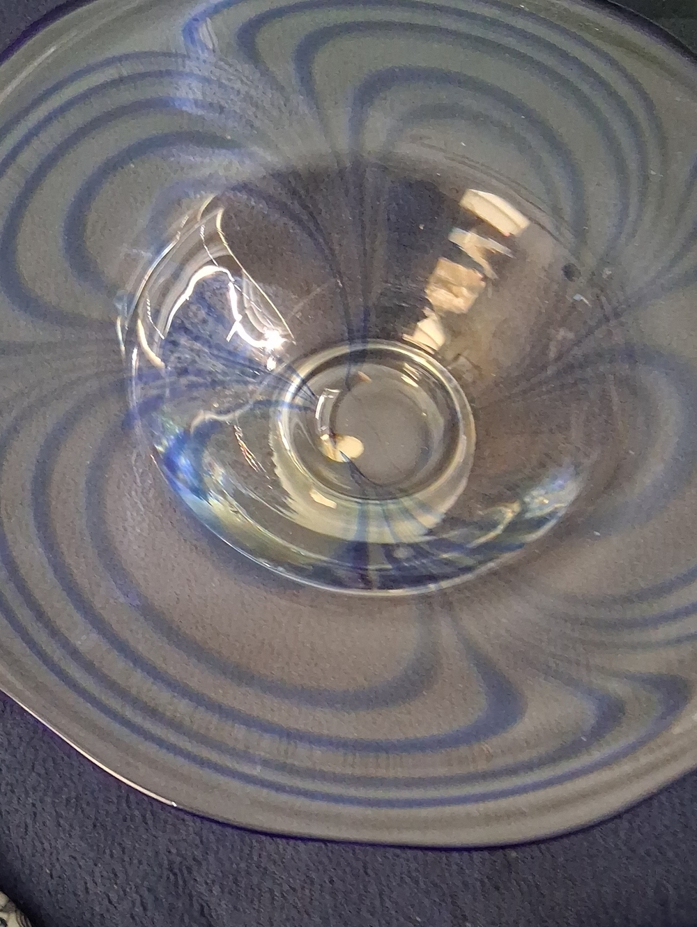 Blue Swirled Glass VASE BLUE & WHITE